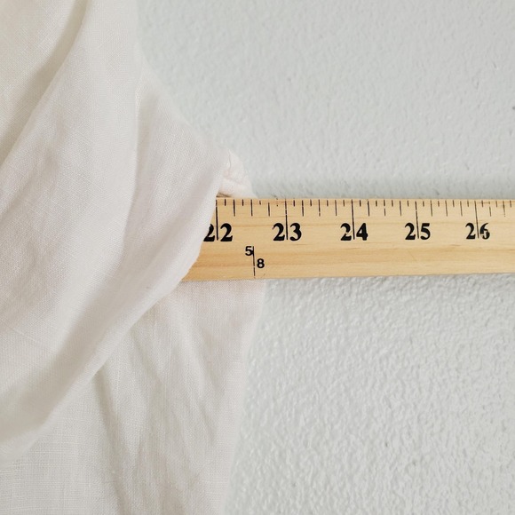 American Living Shirt Womens‎ XL White Linen Button Front Roll Tab Casual Blouse - Picture 4 of 6